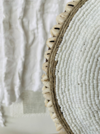 White beaded Tikar bangle with cowrie shells