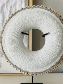 White beaded Tikar bangle with cowrie shells