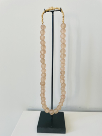 Recycled glass beads necklace powder pink S