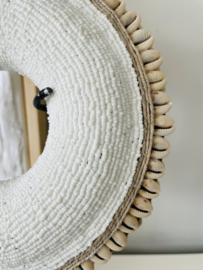 White beaded Tikar bangle with cowrie shells