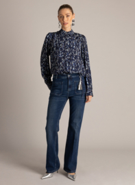YEST USSIA BLOUSE DARK BLUE/MULTI COL
