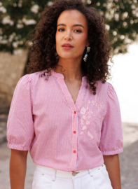 IVY BEAU GAJA BLOUSE STONE RED/WHITE