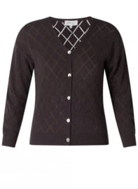 IVY BEAU PINKIE VEST GEBREID MOTIEF NEARLY BLACK(sale kan niet retour)