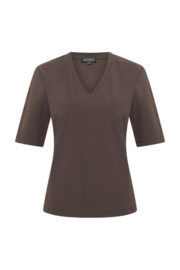 MI PIACE SHIRT EXPRESSO V NECK RIBBED TRV