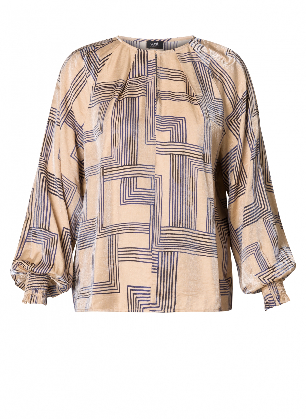 YEST BILLIE BLOUSE DARK SAND/DARK NAVY
