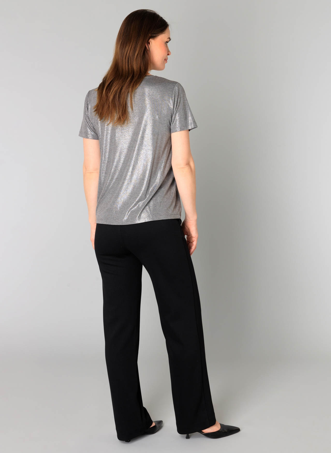YEST TOP V-HALS GENELIA ESSENTIAL SILVER GLITTER