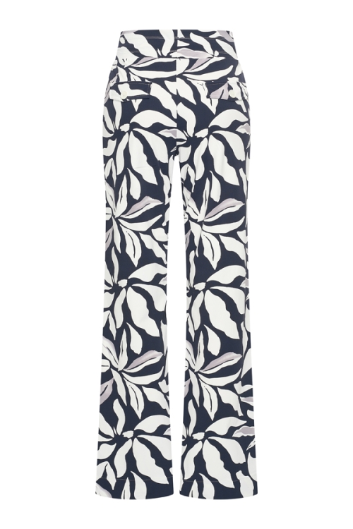 MI PIACE BROEK STRAIGT FLOWER PRINT 2089 TRV NAVY/OFFWHITE