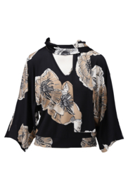 K-DESIGN A106/P908 TOP ZWART/BLOEM MET DESIGN(sale kan niet retour)