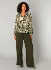 YEST CAROLINE TOP ARMY GREEN/MULTI COLOR
