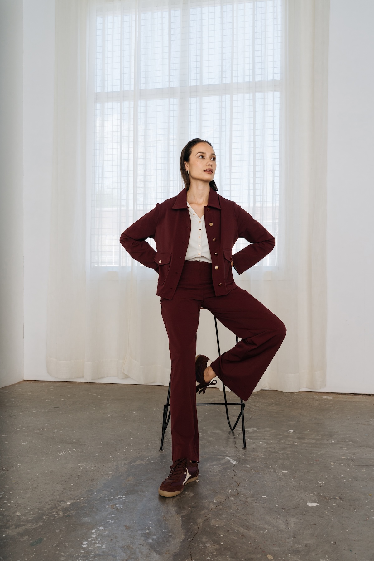 MAICAZZ SARAH PANTS PINSTRIPE PLUM TRV