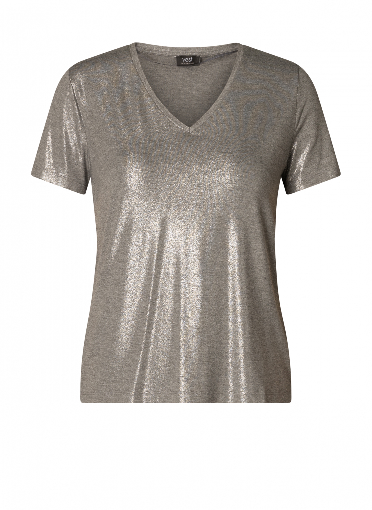 YEST TOP V-HALS GENELIA ESSENTIAL SILVER GLITTER
