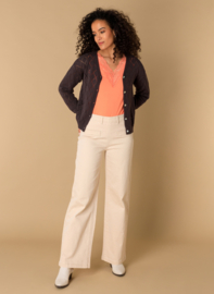 IVY BEAU PINKIE VEST GEBREID MOTIEF NEARLY BLACK(sale kan niet retour)