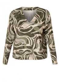 YEST CORINNE TOP ARMY GREEN/MULTI COLOR