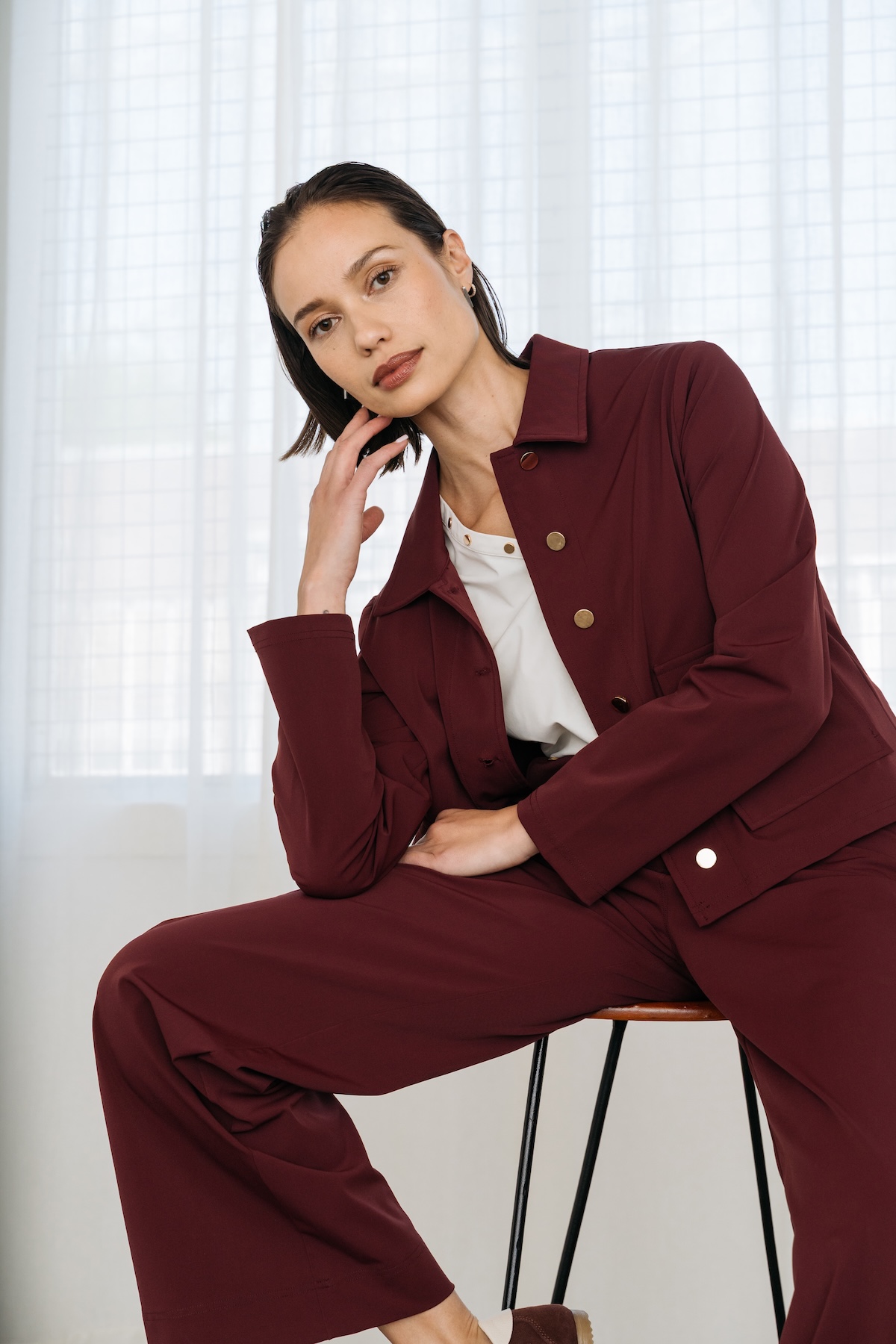 MAICAZZ SARAH PANTS PINSTRIPE PLUM TRV