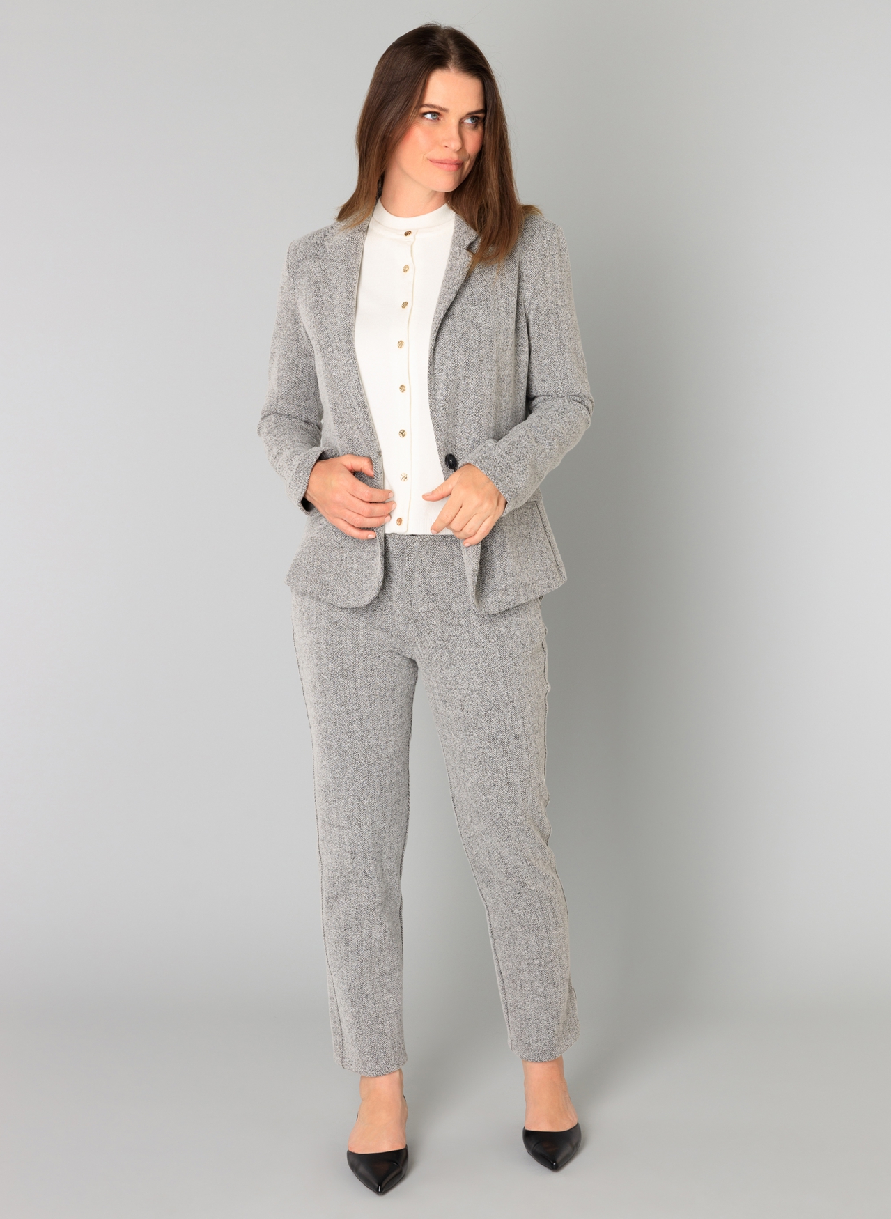 YEST BERTA BLAZER SILVER GREY/MELANGE