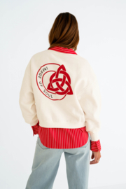 MAICAZZ SCOTTI BLOUSE OFFWHITE /RED STREEP(sale kan niet retour)