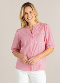 IVY BEAU GAJA BLOUSE STONE RED/WHITE