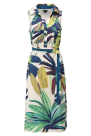 K-DESIGN A321/P960 JURK MIDI GROEN/BLAUW MET DESIGN(sale kan niet retour)