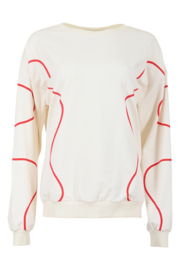 MAICAZZ MERRA SWEATSHIRT COCONUT MILK/RED(sale kan niet retour)