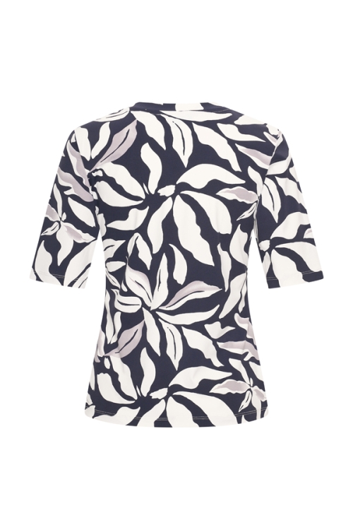 MI PIACE T SHIRT V-HALS FLOWER PRINT 2271 TRV NAVY/OFFWHITE