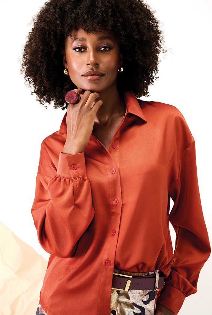 K-DESIGN B777 OVERSIZED BLOUSE CINNABAR