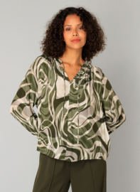 YEST CAROLINE TOP ARMY GREEN/MULTI COLOR