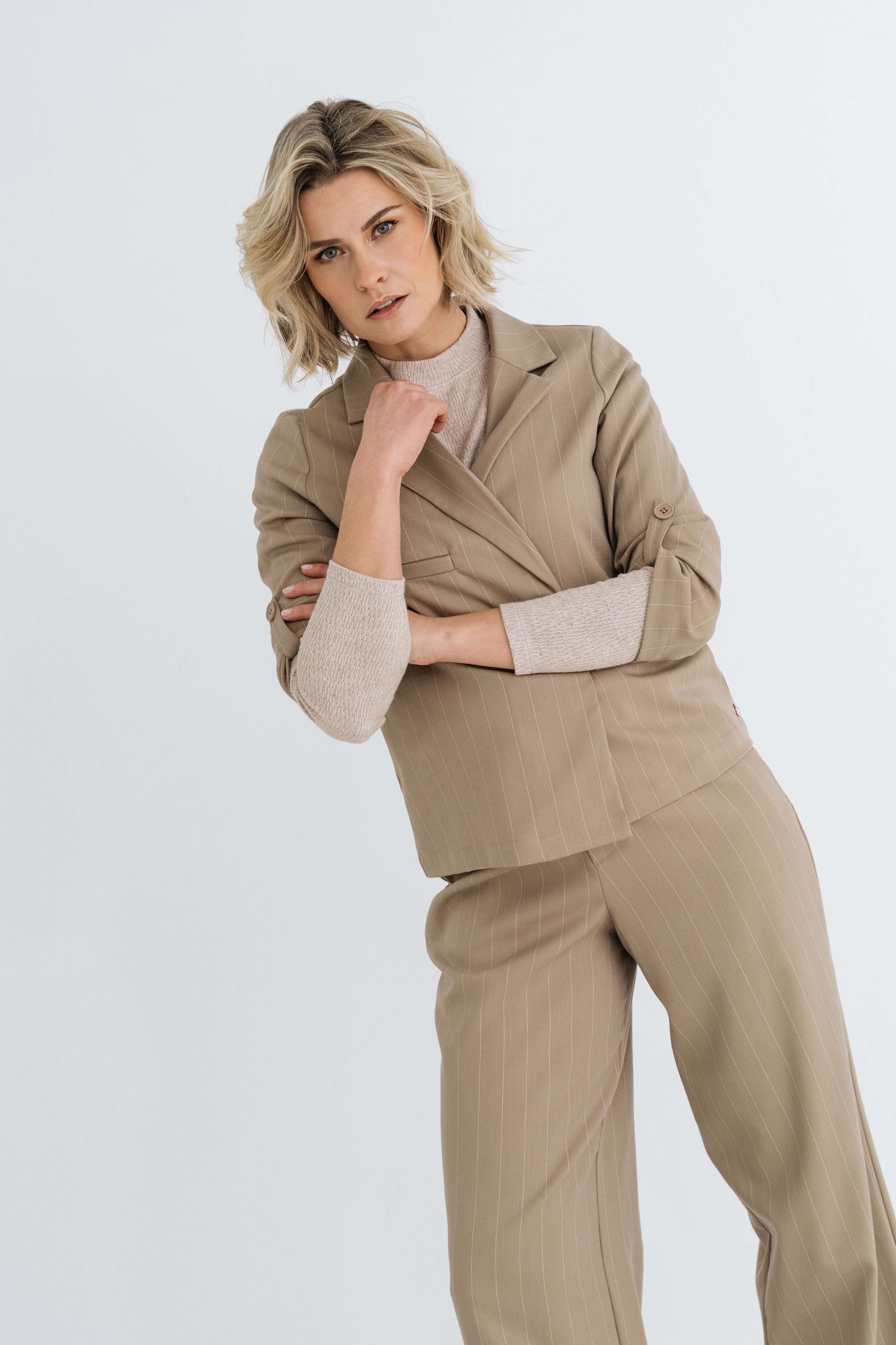 ZIZO PRESTON-PANTS PINSTRIPE DARK SAND