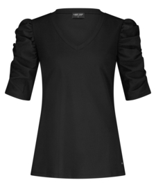 LADY DAY TIGGER TOP BLACK V-HALS TRV