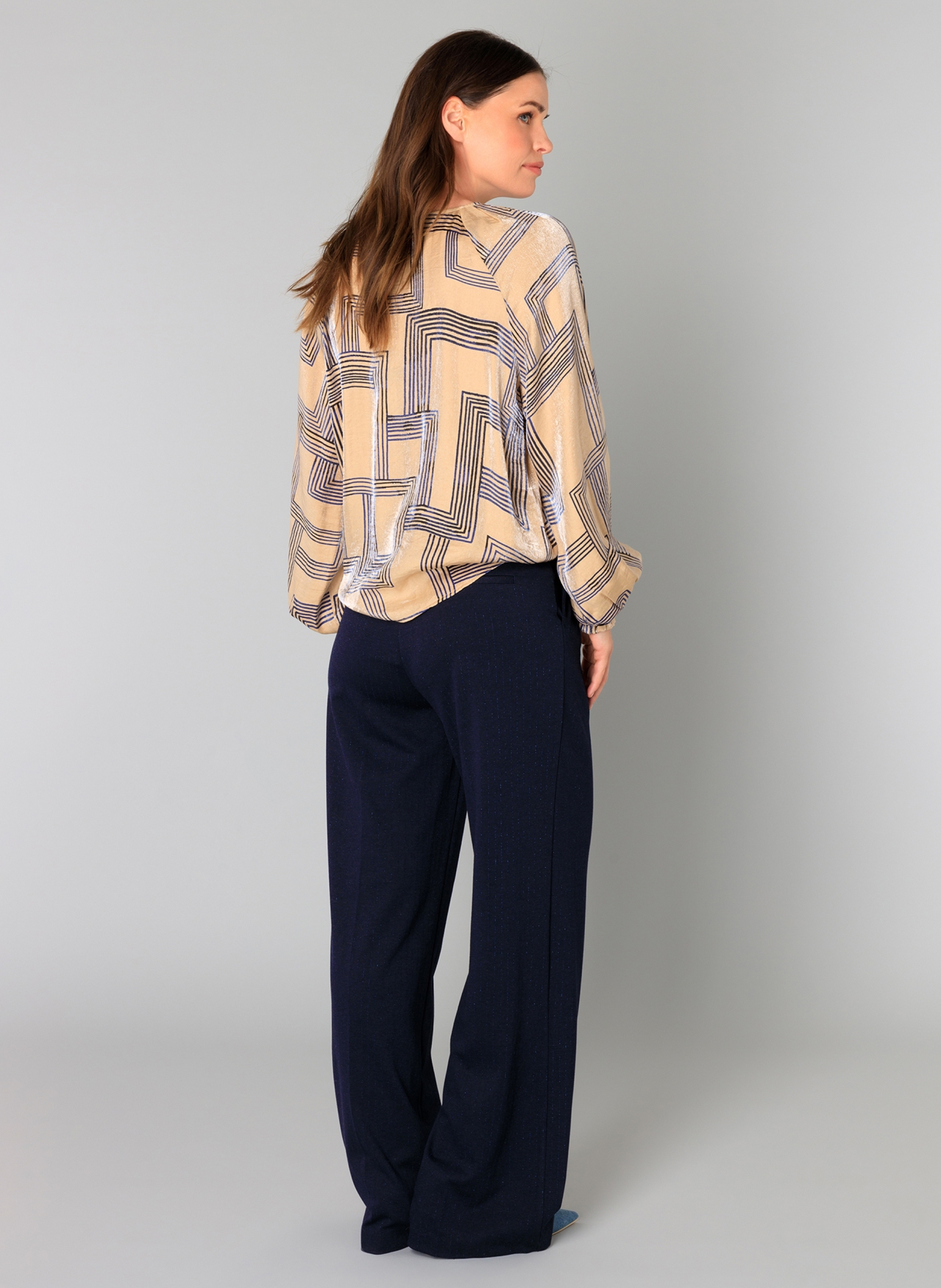 YEST BILLIE BLOUSE DARK SAND/DARK NAVY