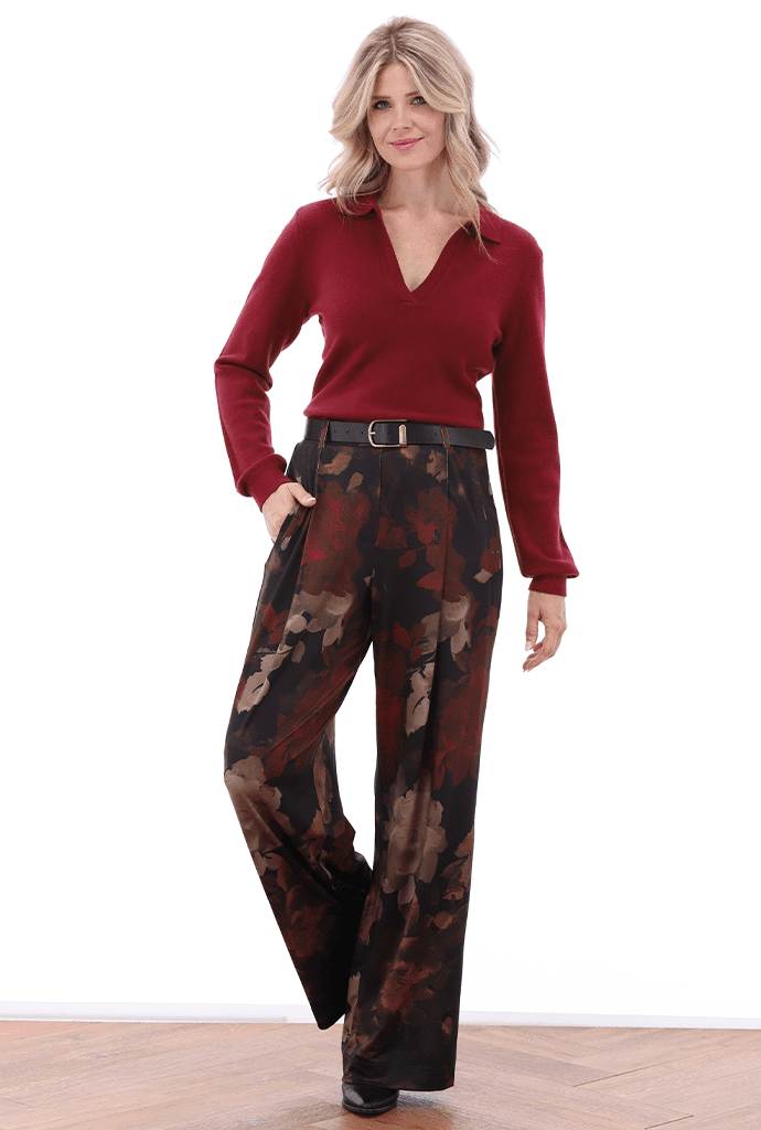 K-DESIGN B125 WIJDE BROEK MET DESIGN & RIEM P013