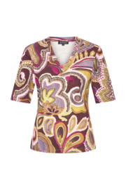 MI PIACE T SHIRT V HALS  BIG PAISLEY PRINT MAGENTA