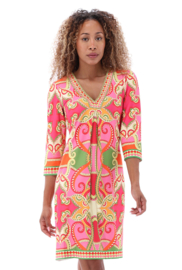 K-DESIGN A400/P961 JURK ROZE/GROEN MET DESIGN(sale 30% kan niet retour)