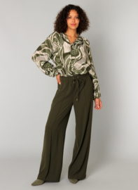YEST CAROLINE TOP ARMY GREEN/MULTI COLOR