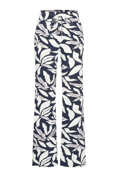MI PIACE BROEK STRAIGT FLOWER PRINT 2089 TRV NAVY/OFFWHITE
