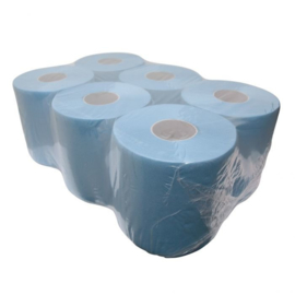 Midi poetspapier cellulose blauw 2 laags - 6 rol per pak