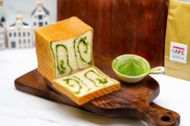 Shokupan Toast with Matcha & Milk layers