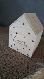 Spaarpot huisje | Hartjes