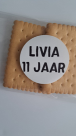 Traktatiesticker  | Met naam en leeftijd | Stoer