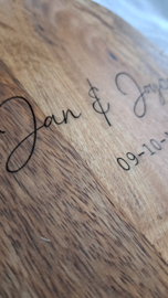 Plank | Namen bruidspaar + trouwdatum