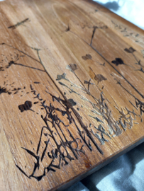 Teakhouten plank met touw| Flowerart