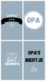 Set van 4 bierflesstickers | Opa