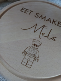 Eetplankje met naam - legopoppetje