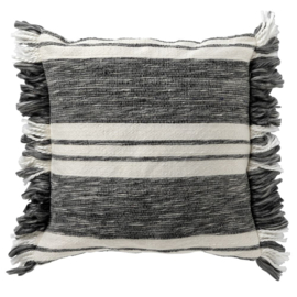 EDGAR - sierkussen 45x45 cm - streepdessin - duurzaam - Charcoal Gray - antraciet