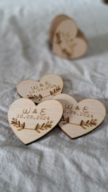 Houten corsage bruiloft | Hartje