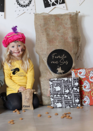 Jute cadeau zak met familienaam