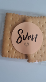 Traktatiesticker  | Met naam | Smiley