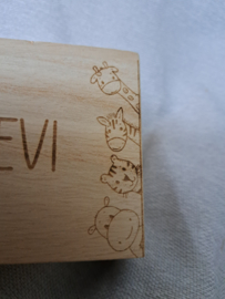 Houten spaarpot | Met naam | Diertjes