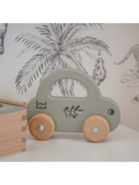 Houten auto met naam | Oudgroen