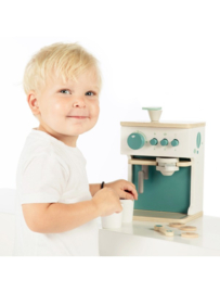 Houten espresso apparaat | Groen/blauw