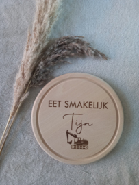 Eetplankje met naam - graafmachine